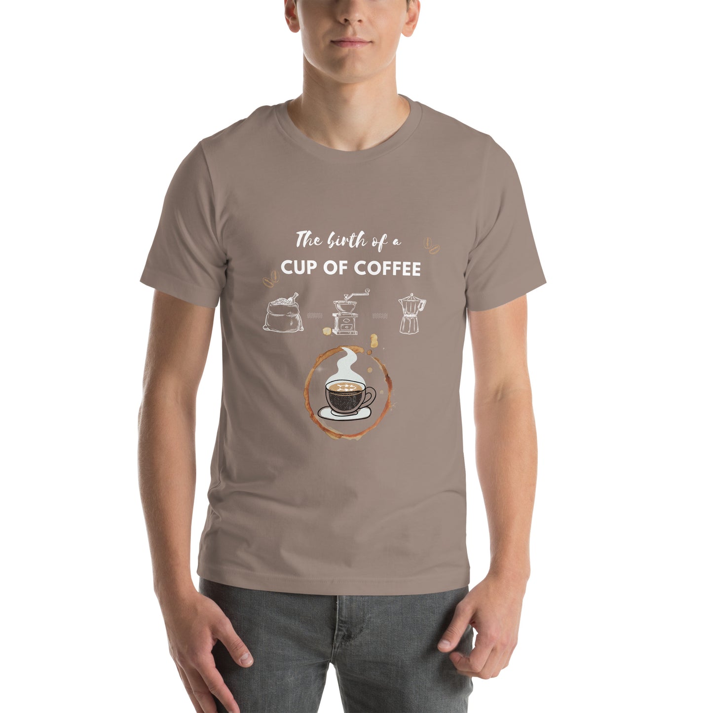 The birth of a cop of Coffee Unisex t-shirt